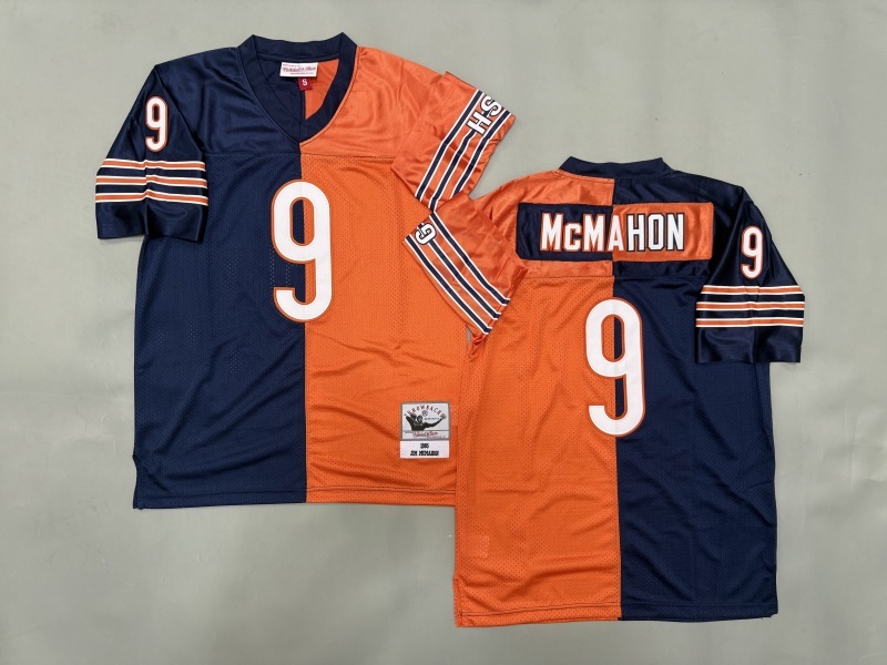 Men 2025 Nike Chicago Bears #9 Mcmahon blue orange Throwback Limited NFL Jersey style 001